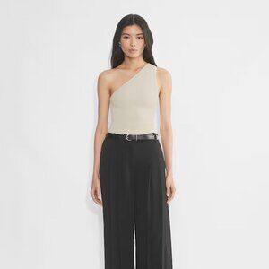 Aritzia Babaton Sculpt Knit Seven Top - Matte Pearl - L